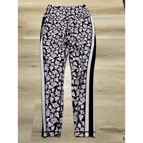 Zelos Womens Size L Navy Pink Floral Print Leggings Activewear Pants - Picture 1 of 7